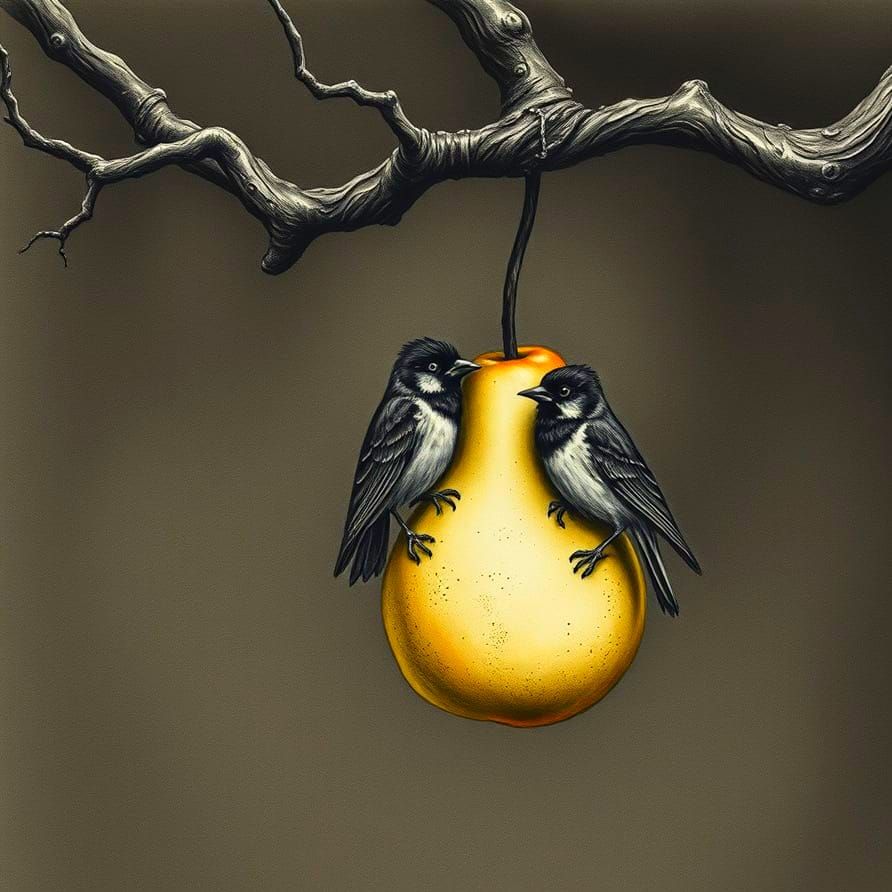 Fractal Expressionist Birds in Pear