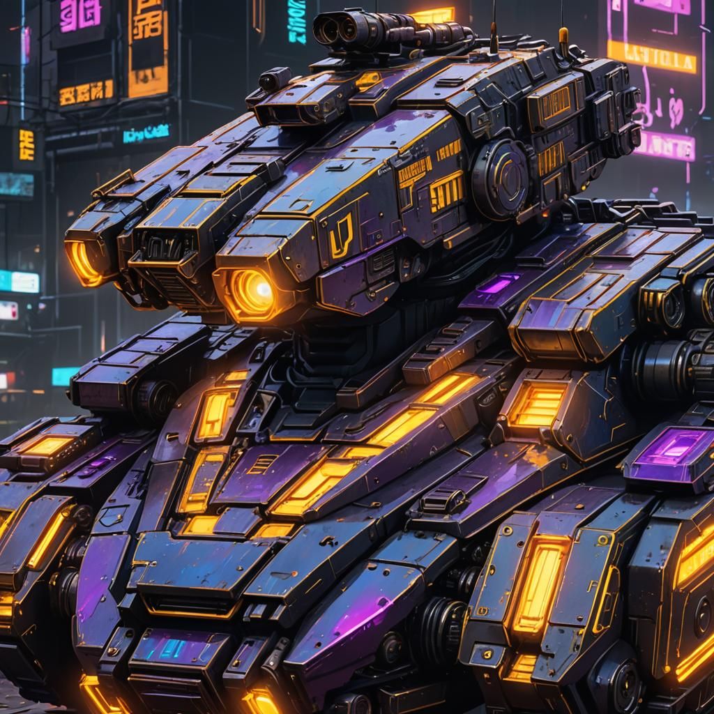 Cyberpunk Tank Concept Art: Armored Cyber Panzer