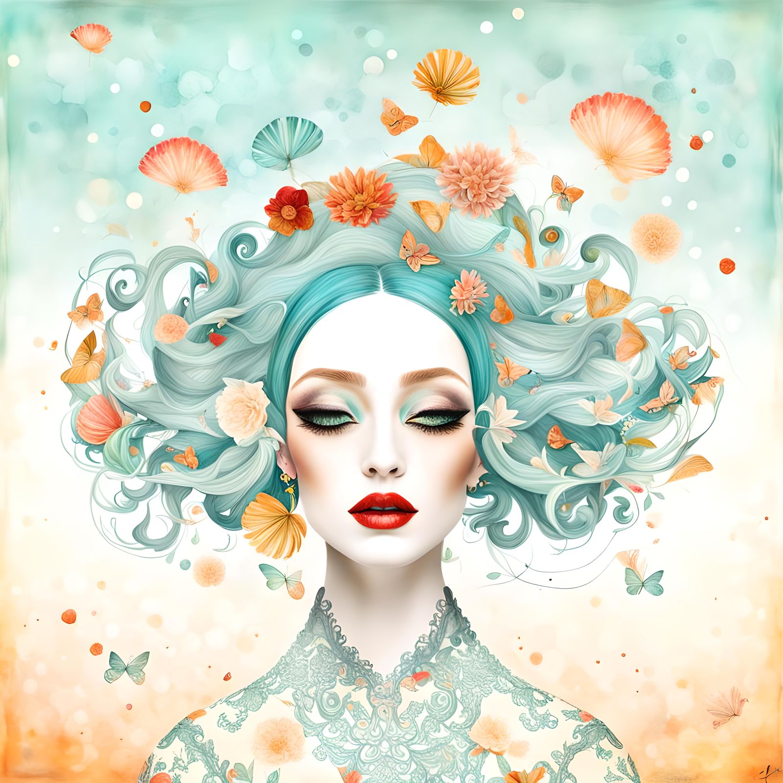 Whimsical Portrait of Joy in Digital Art Style