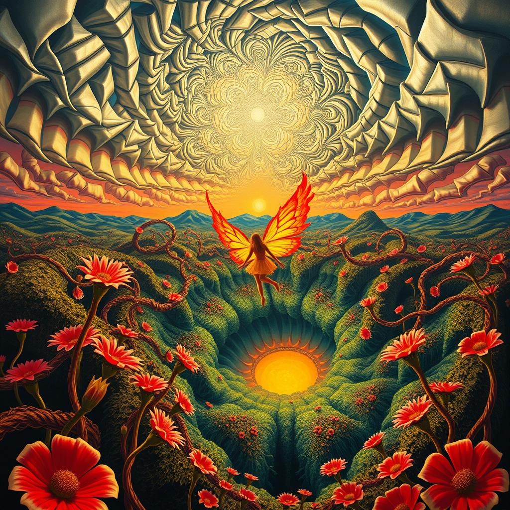 Surreal Landscape with Flaming Fairy, Salvador Dali Style