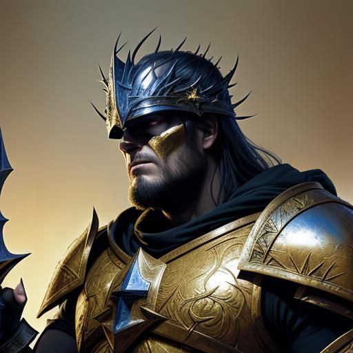 Heroic Paladin with Warhammer in Digital Art Style