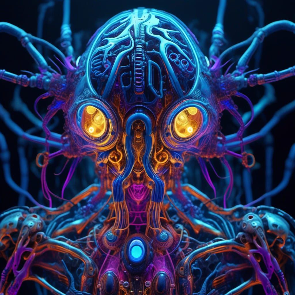 Hypermaximalist Biomechanical X-Ray Art of Mechanized Creatu...