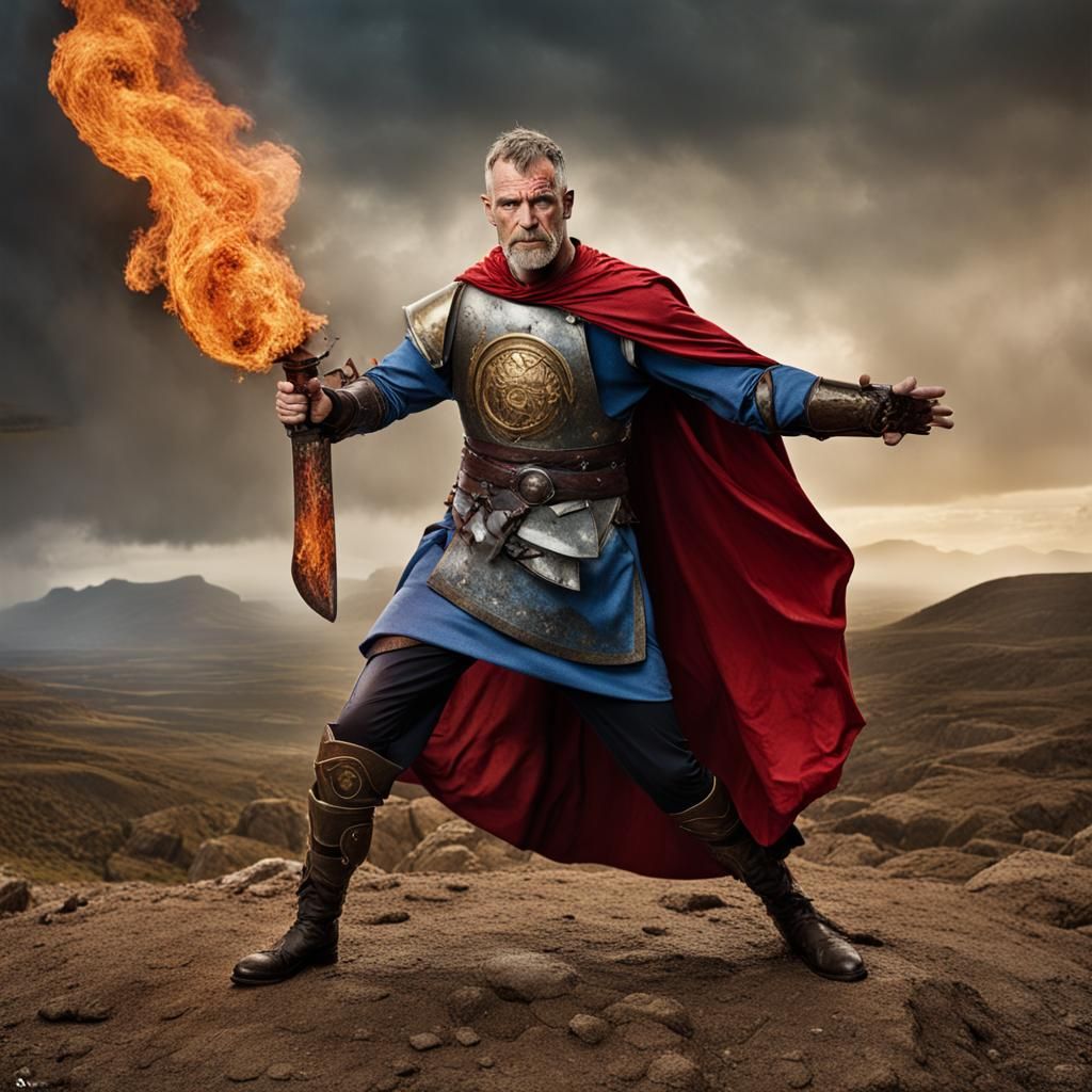 King Arthur Punches Satan in Cosplay Style