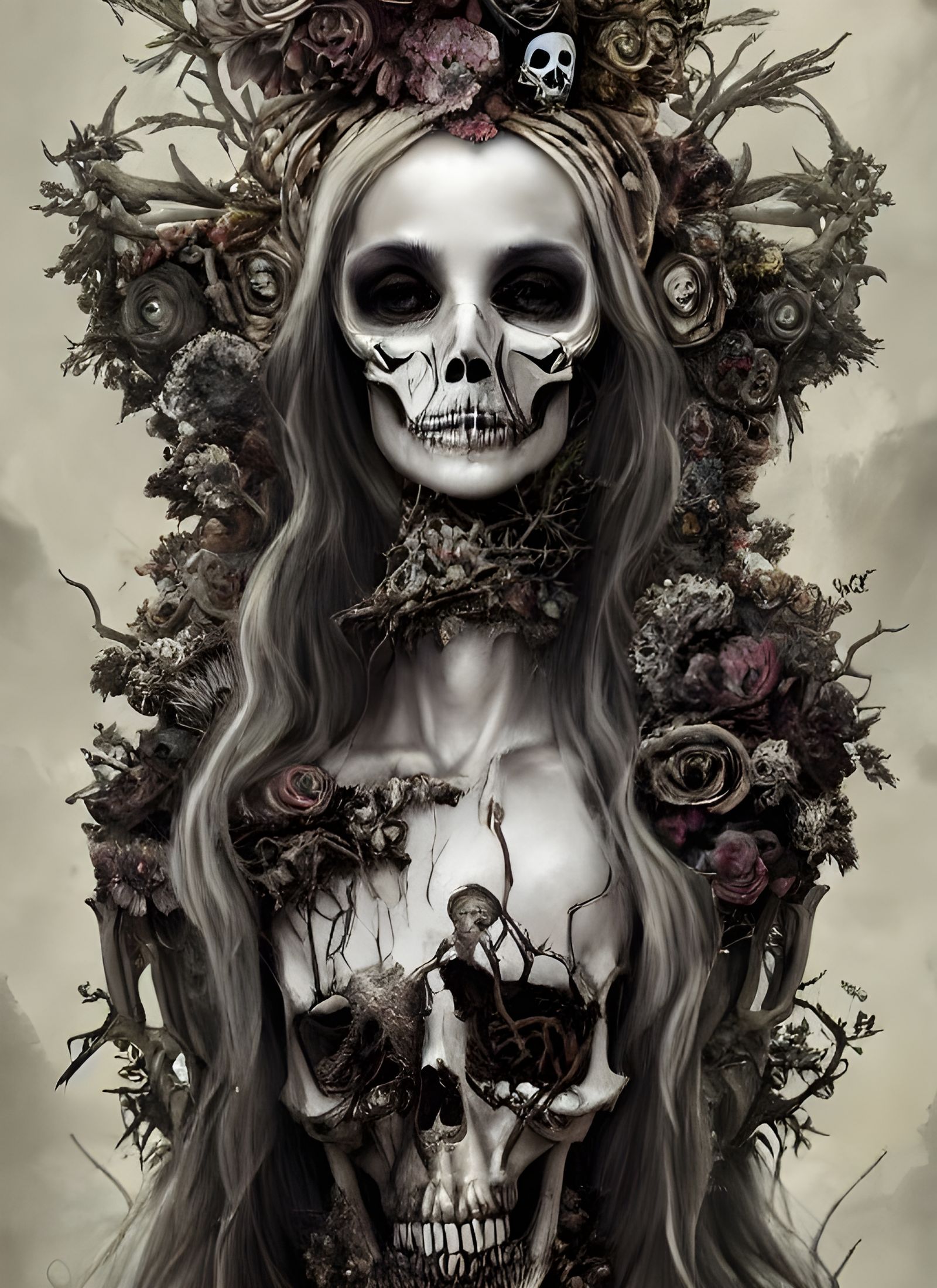 Goddess of Death and Decay in Skulls