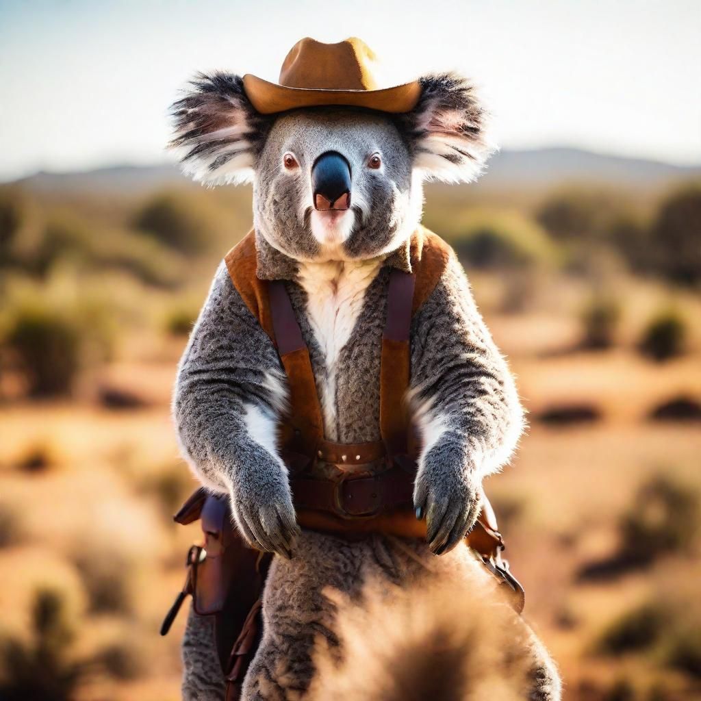 Koala Cowboy Rides in Australian Outback