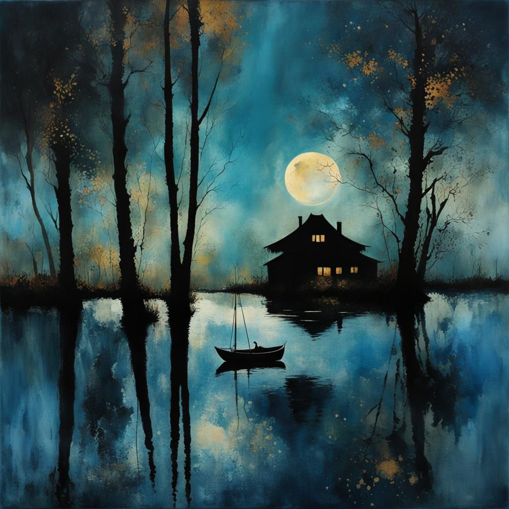 Botanical Reflections on Water in Art Brut Style