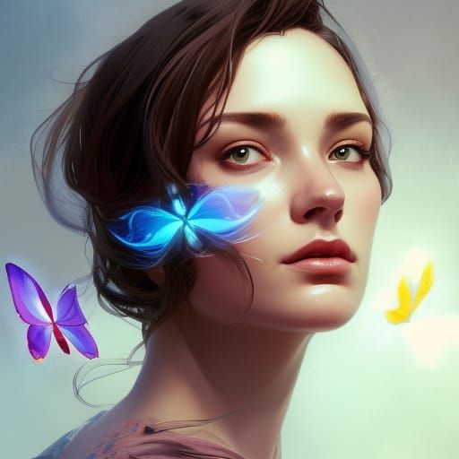Butterfly Woman Portrait in Hyperdetailed Digital Art