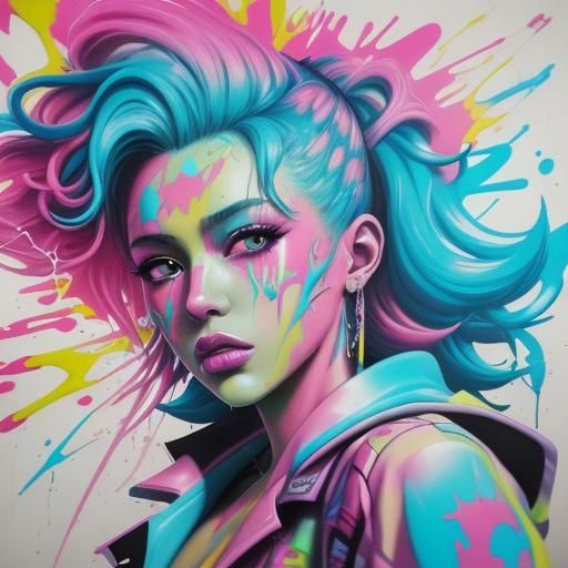 Vaporwave Graffiti Art in Splash Style