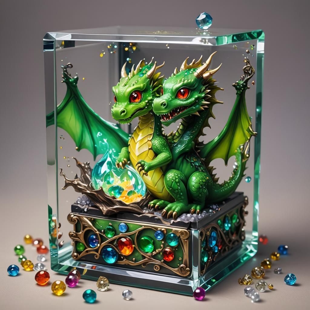 Miniature Green Dragon in Jeweled Box