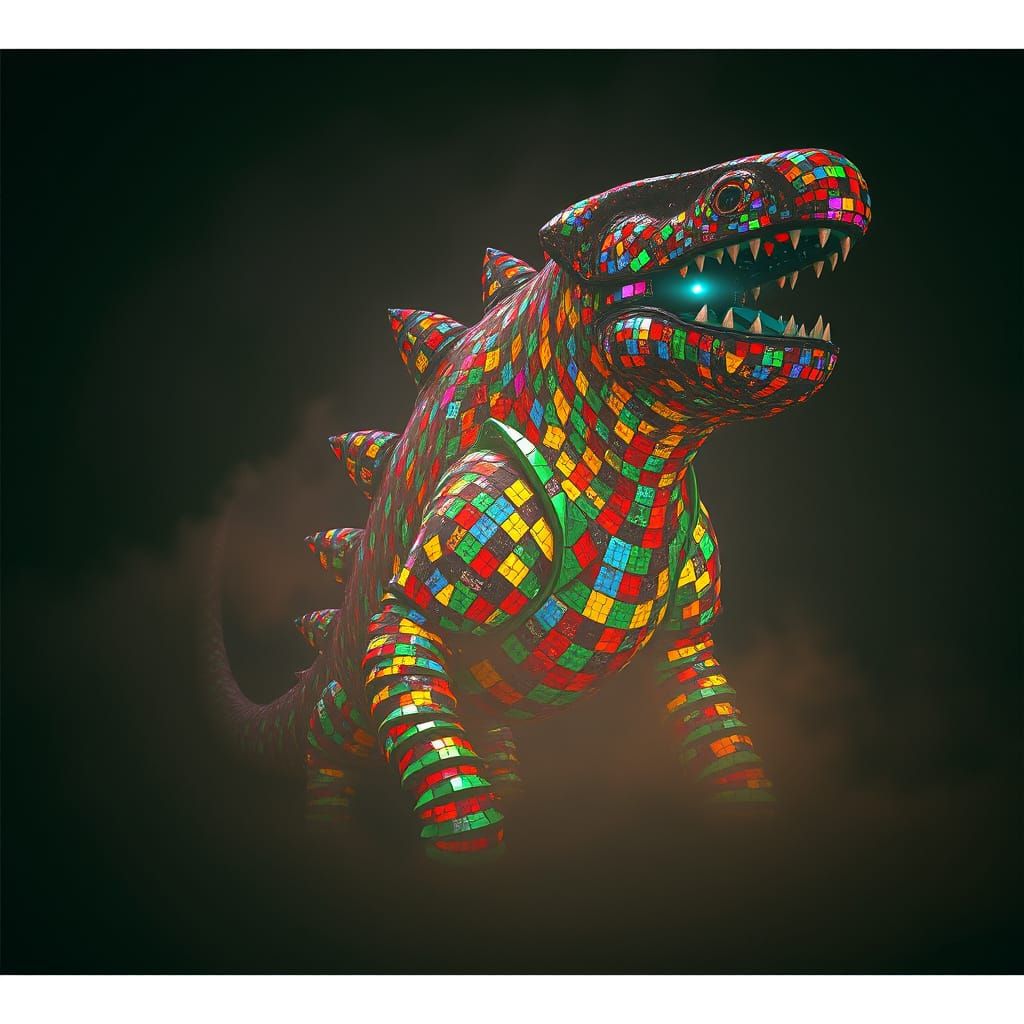 Ethereal Mosaic Beast in Cinematic Splendor