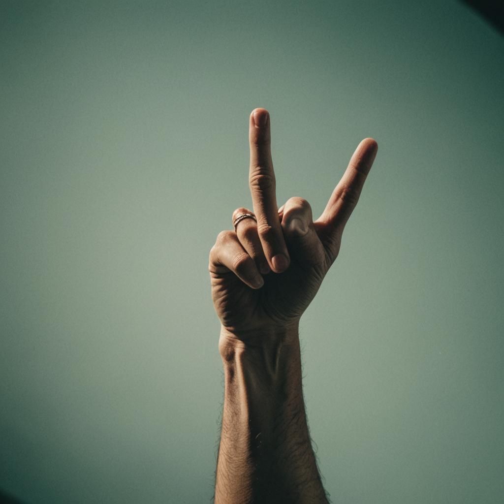 Cinematic Middle Finger in Film Grain Style