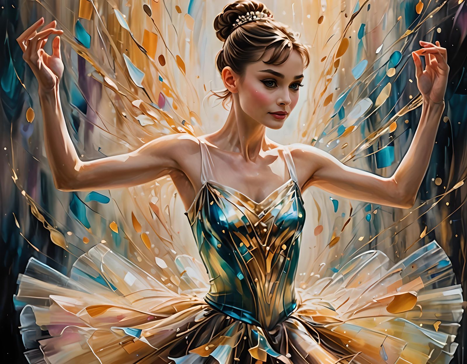 Ballerina Dancing in Translucent Glass Tutu