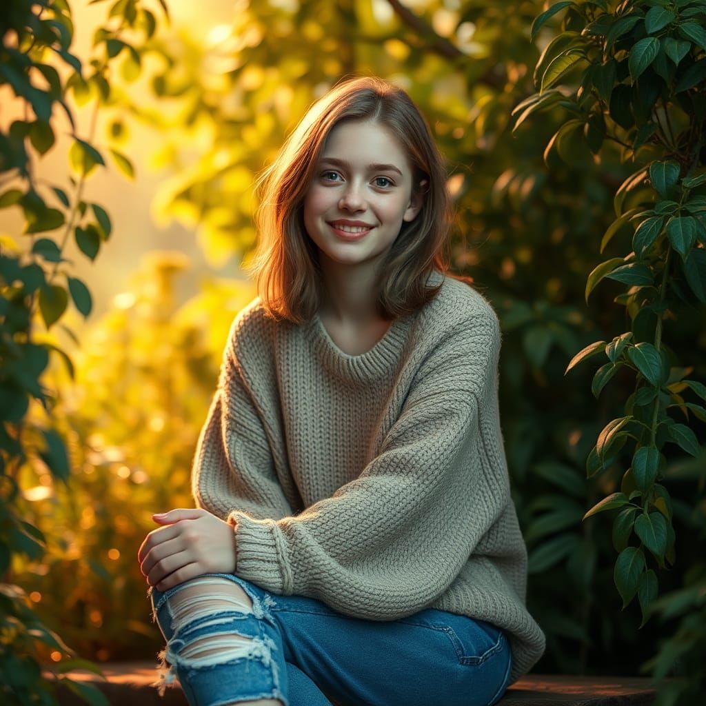 Teenage Girl in Dreamy Digital Painting Style