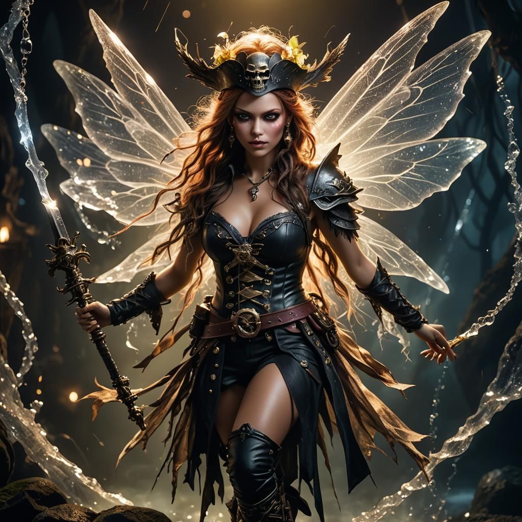 Glowing Fairy Pirate Hybrid in Cinematic CGI Style