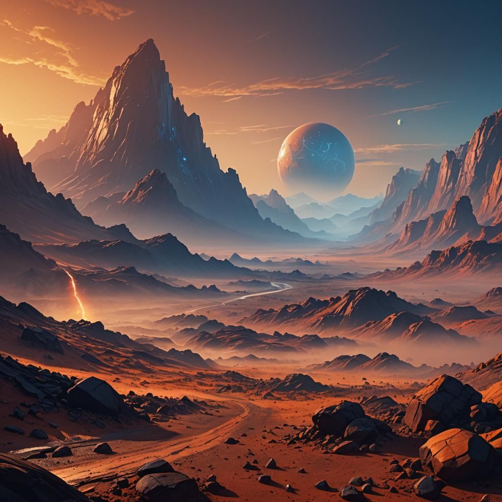 Martian Sunrise: Cinematic Sci-Fi Landscape