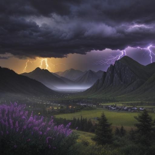 Stormy Mountain Landscape in Romantic Style