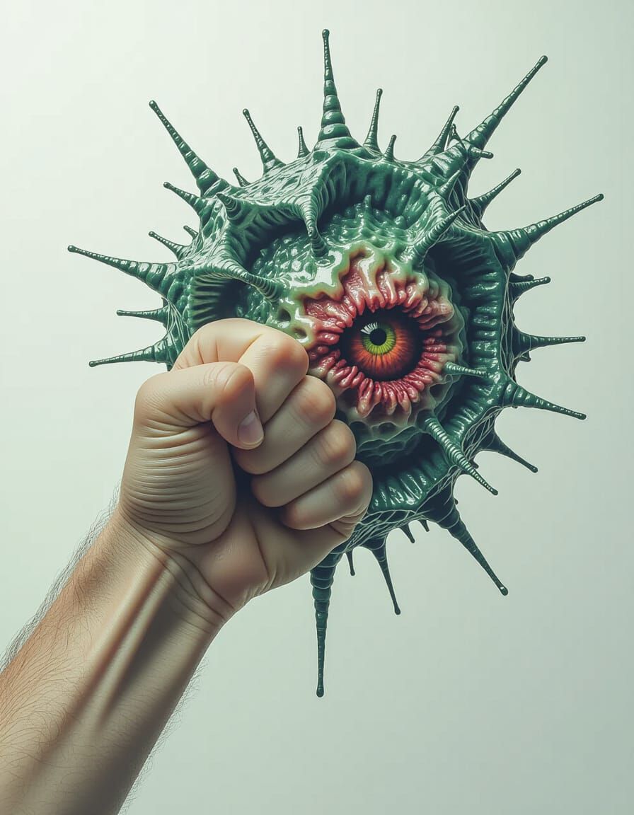 Propaganda Poster: Fist of Truth, Body Horror Surrealism