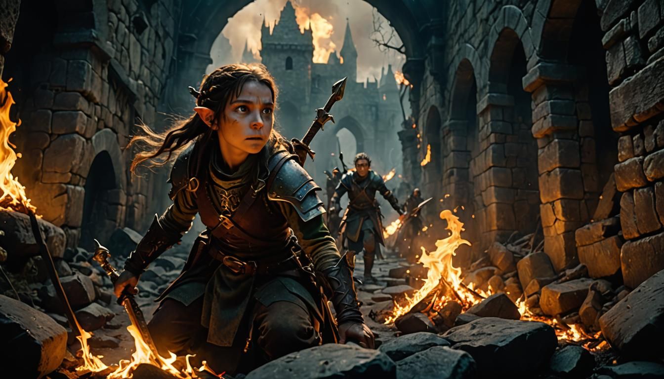 Halfling Sorcerer Hiding From Dark Creatures