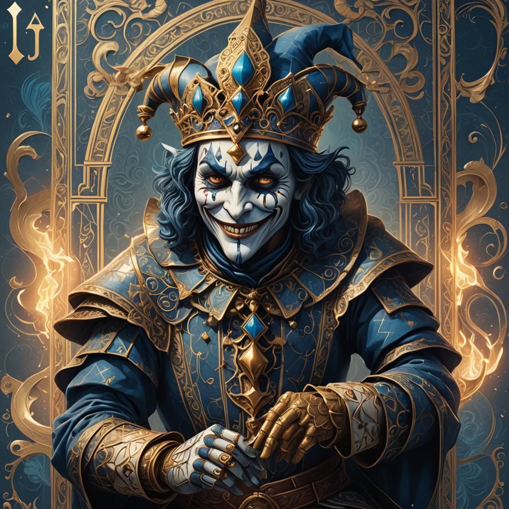 Eerie Jester on Playing Card: Fantasy Concept Art