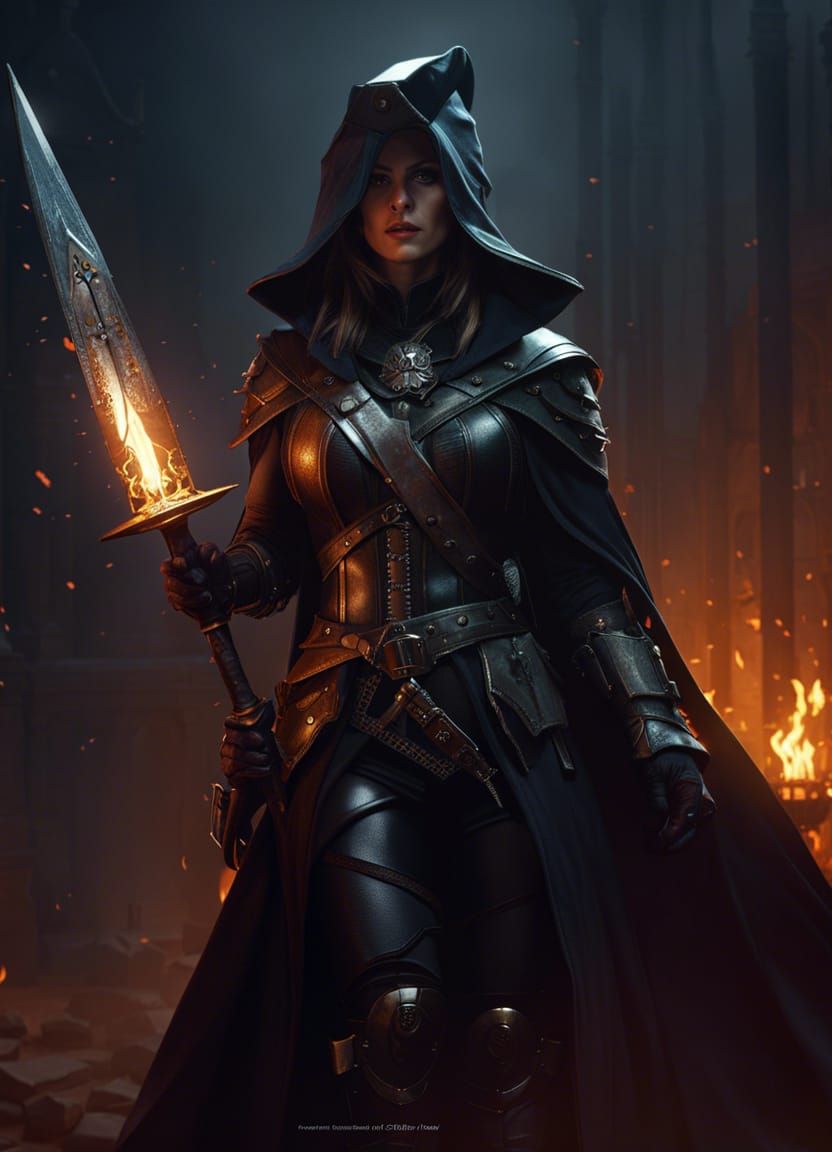 Nordic Witch Hunter in Dark Fantasy Art