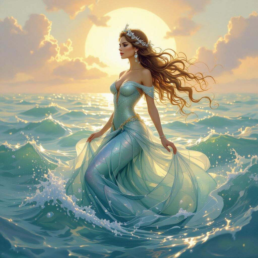 Graceful Mermaid in Iridescent Colors