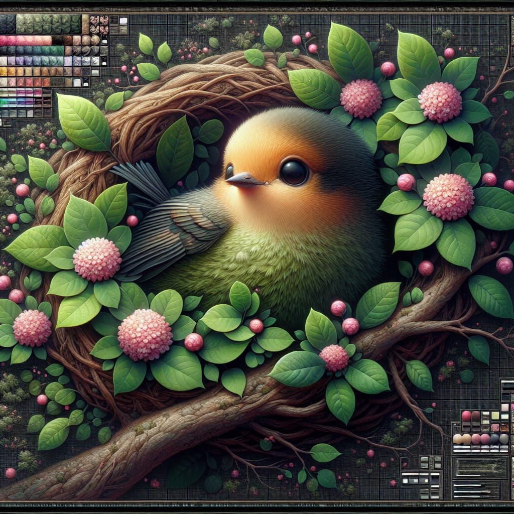 Leaf Bird Fantasy Matte Painting in 8k