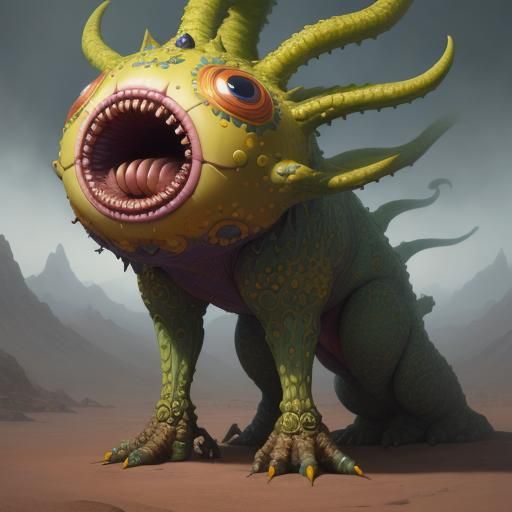 Hypersurrealist Creature Concept Art in Digital Painting Sty...