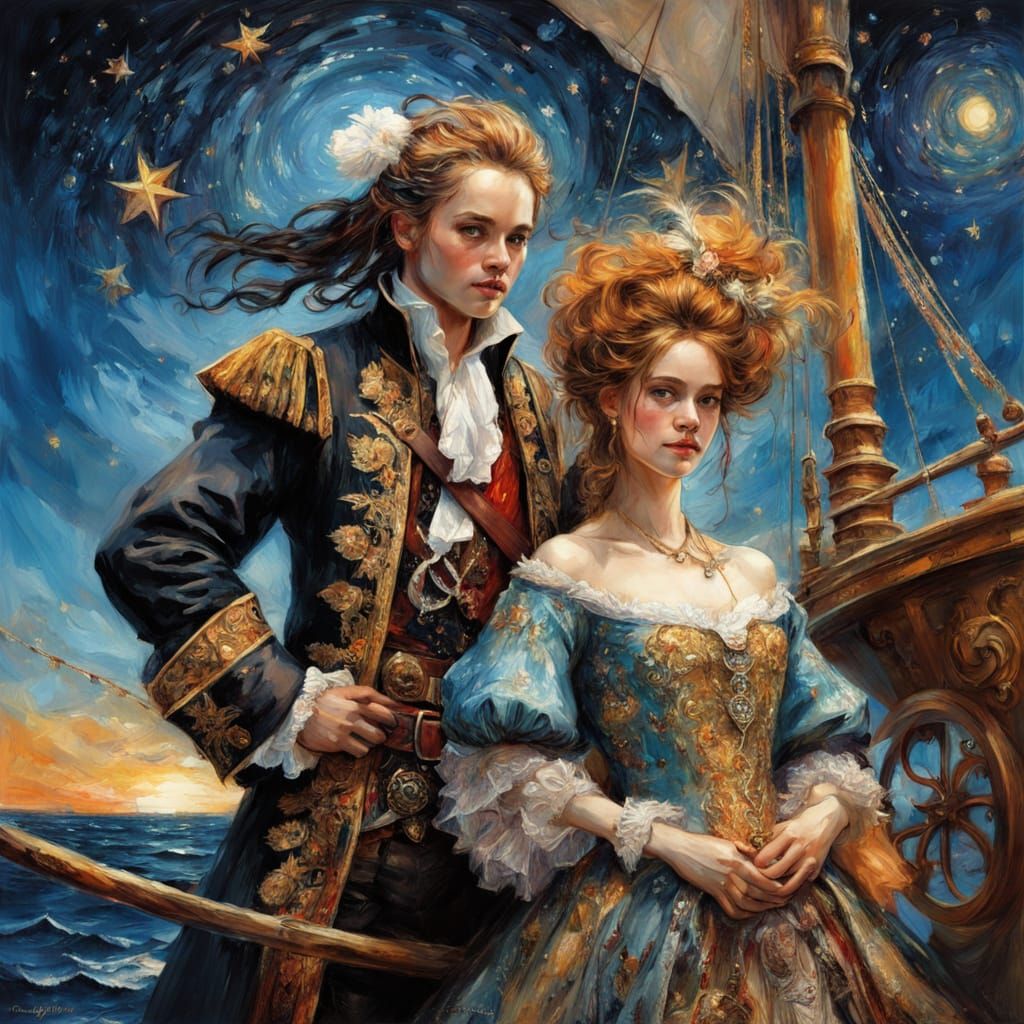 Baroque Portrait of Pirate King and Queen