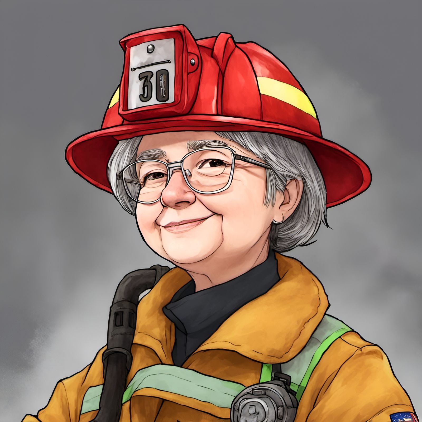 Anime Firefighter Portrait in Japanese Manga Style