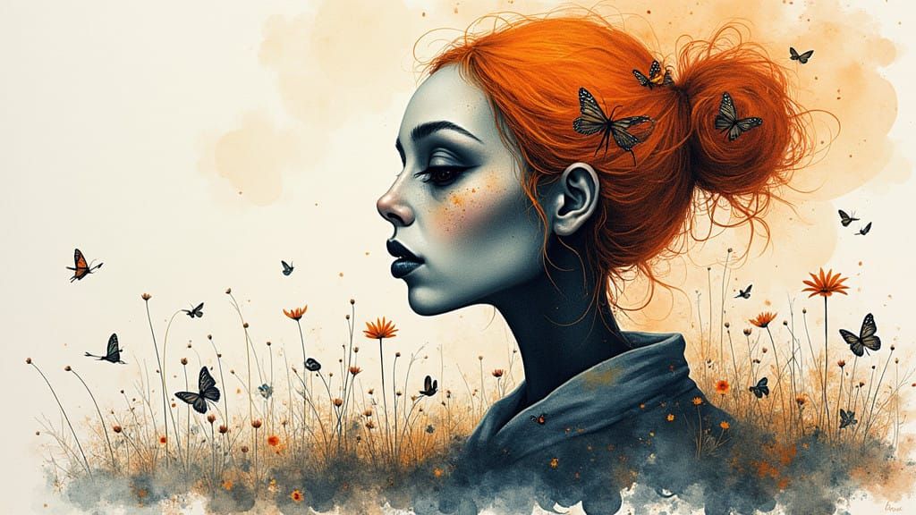 Watercolor Whimsy of a Mysterious African American Figure