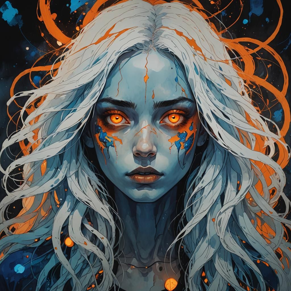 Grunge Girl Portrait in Conrad Roset Style