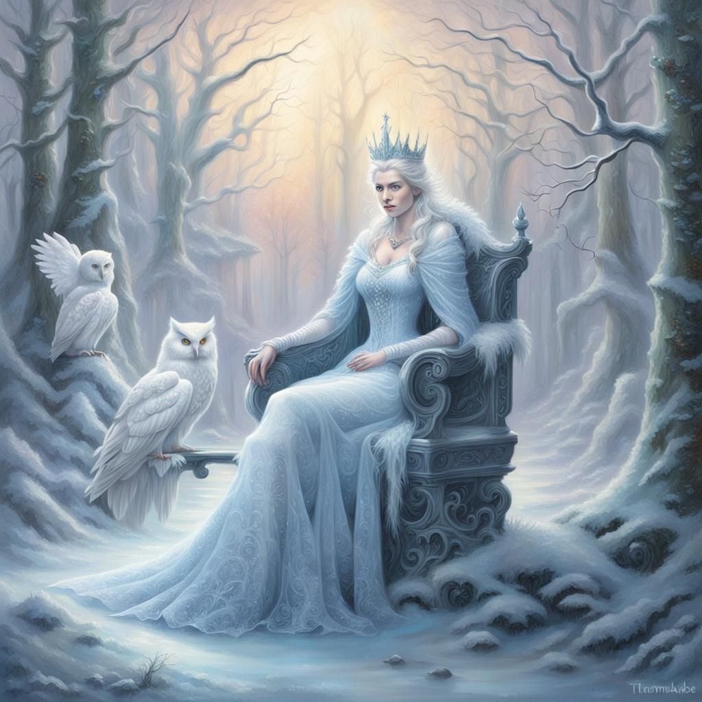 Albino Ice Queen on Frozen Throne