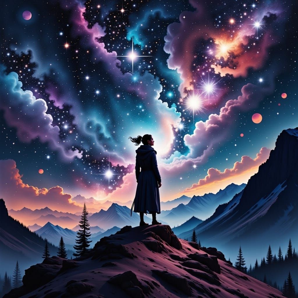 Quand tu atteint les étoiles, quand tu trouves les limites de qui tu es <lora:Dreamweave Flux:1.0>