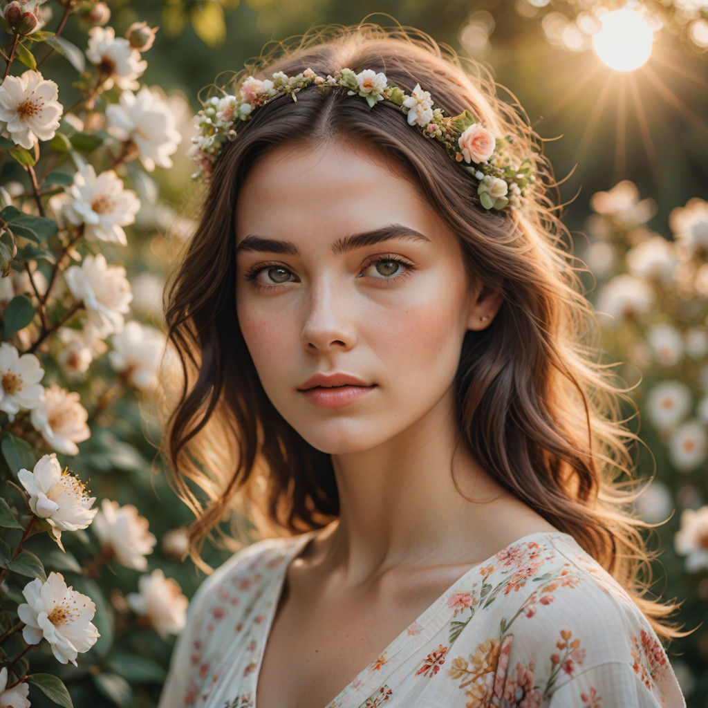 Radiant Woman in Nature's Glow