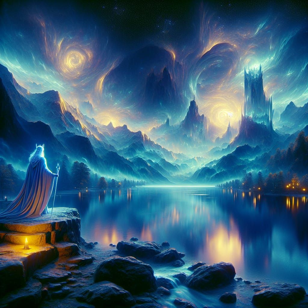 Ethereal Elven King by the Mystical Lake