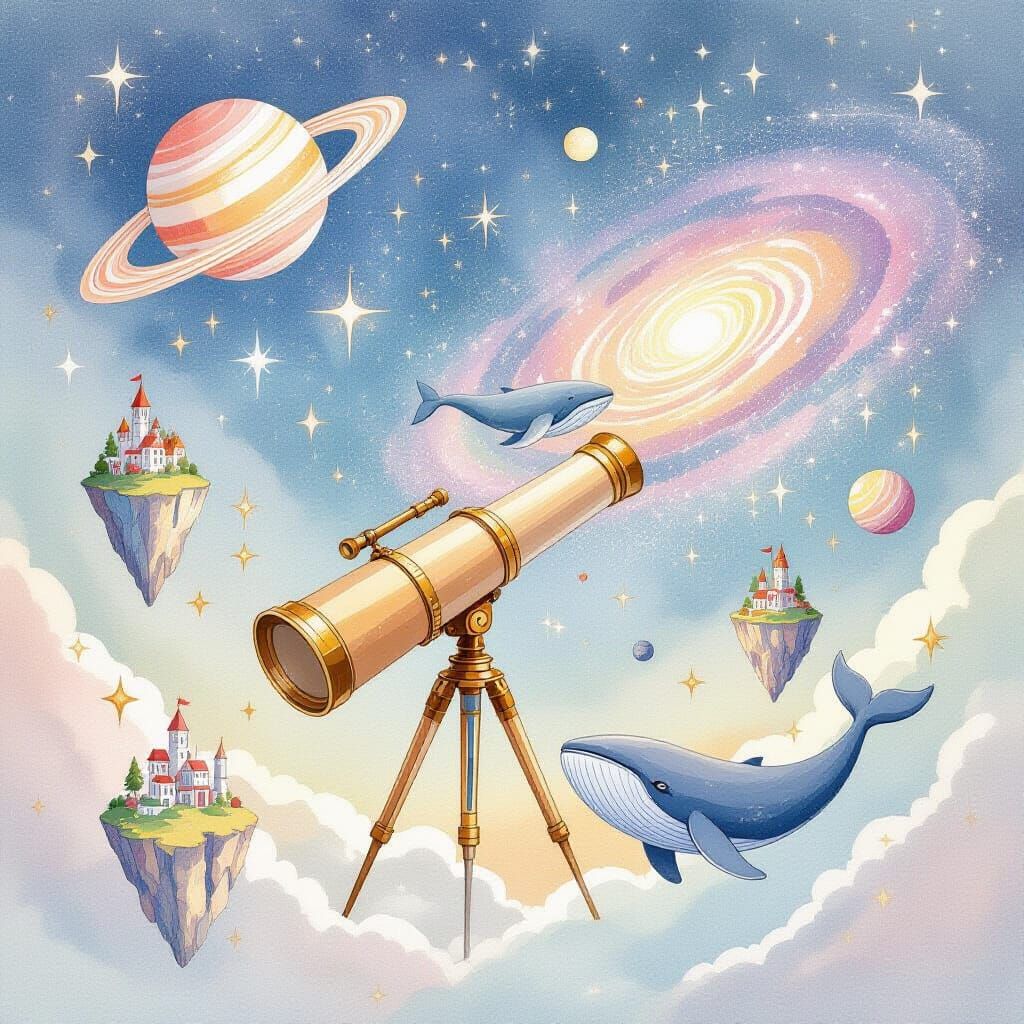 Cosmic Cartographer in Watercolor Style