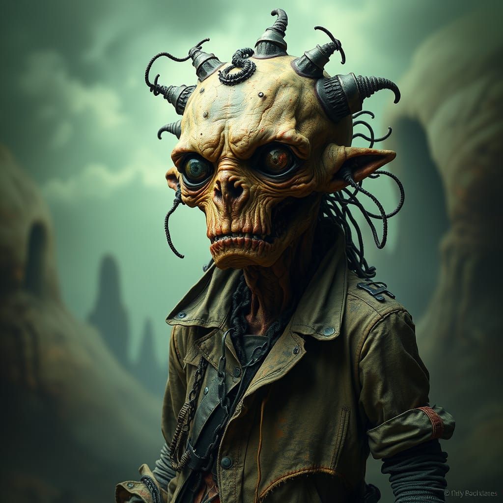 Grotesque Creature in a Surreal Biomechanical World