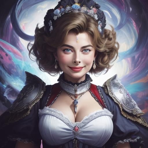 Ingrid Bergman Smiling Portrait in Vibrant Art Style