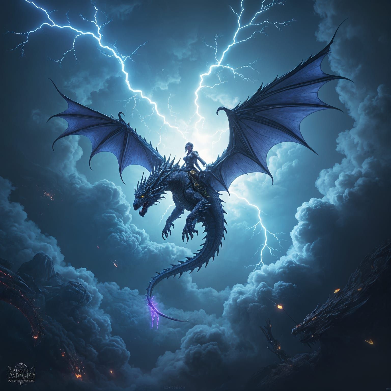 Dragon Rider in Dark Fantasy Style