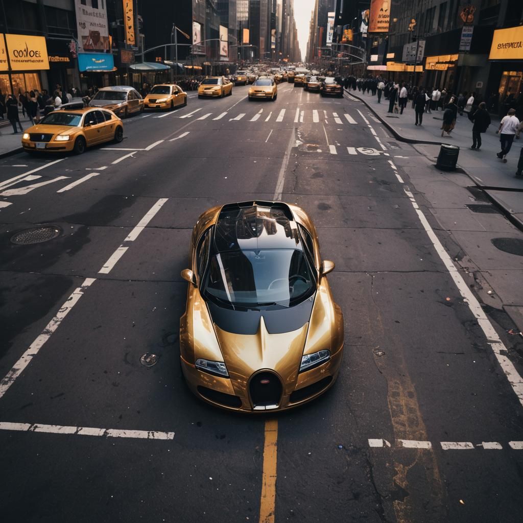 Golden Bugatti Veyron Near Times Square