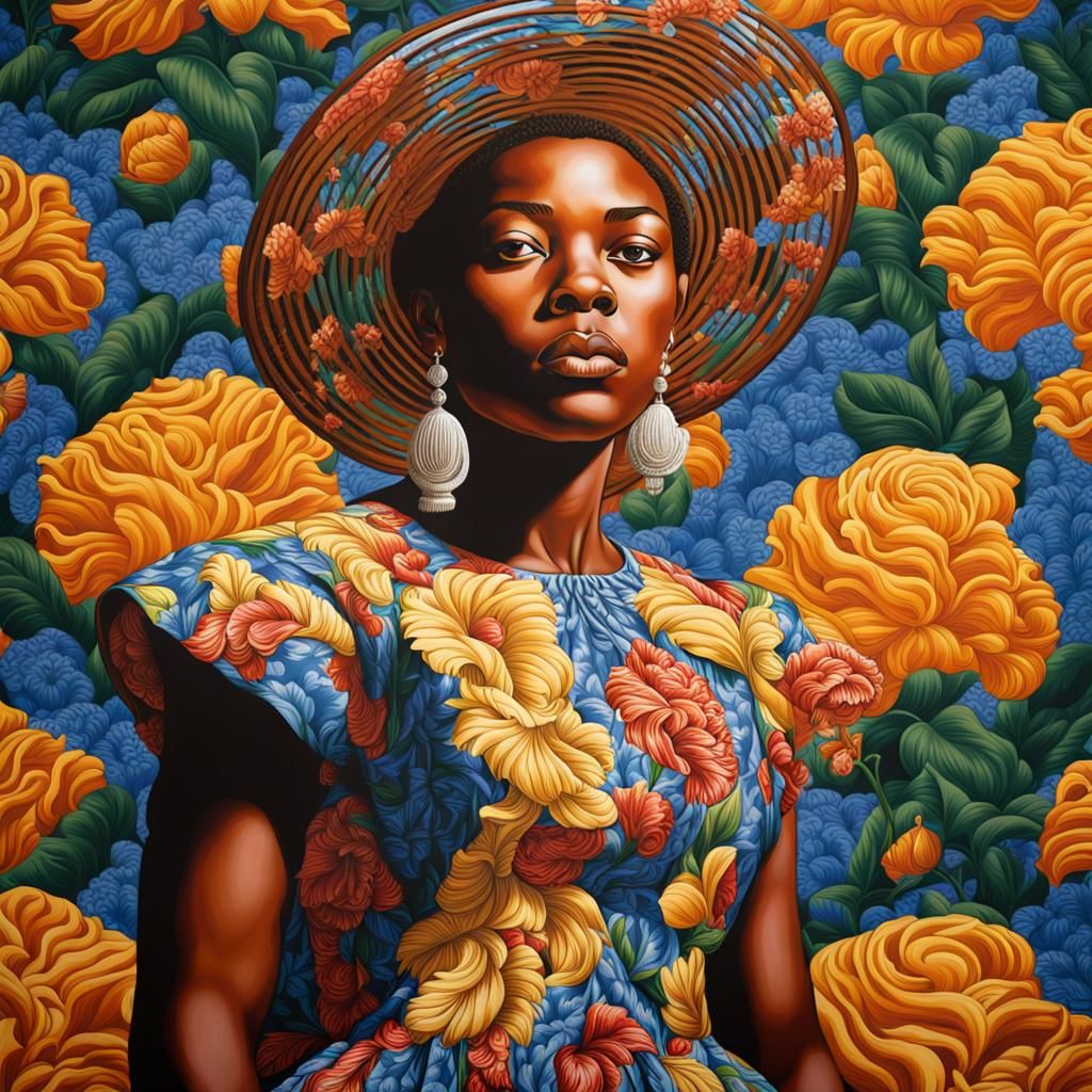 Woman in Floral Dress, Contemporary Portrait