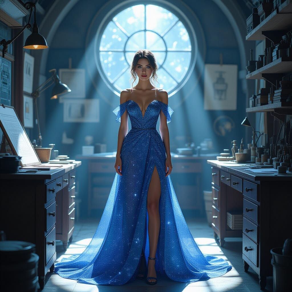 Celestial Architect in Starlight Workshop, Hyperrealistic St...