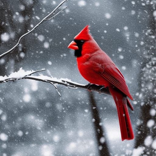 Cardinal in Snowstorm: Digital Matte Painting