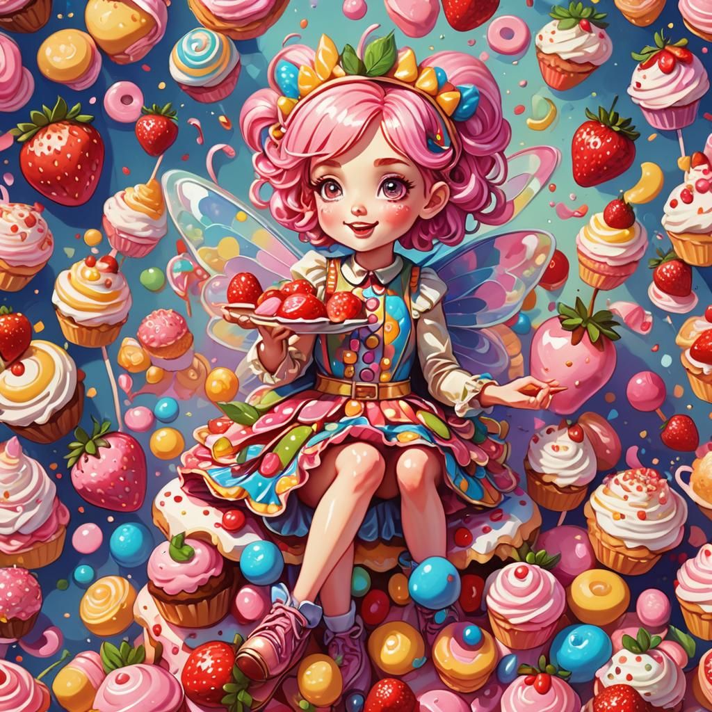 Candy Fairy on Strawberry Shortcake: Fauvist Illustration