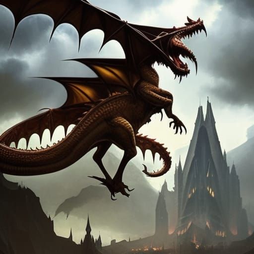 Dragons in Dark Fantasy Style