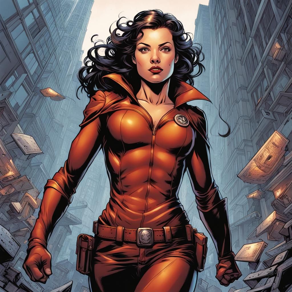 Female Hero in Comic Book Art Style