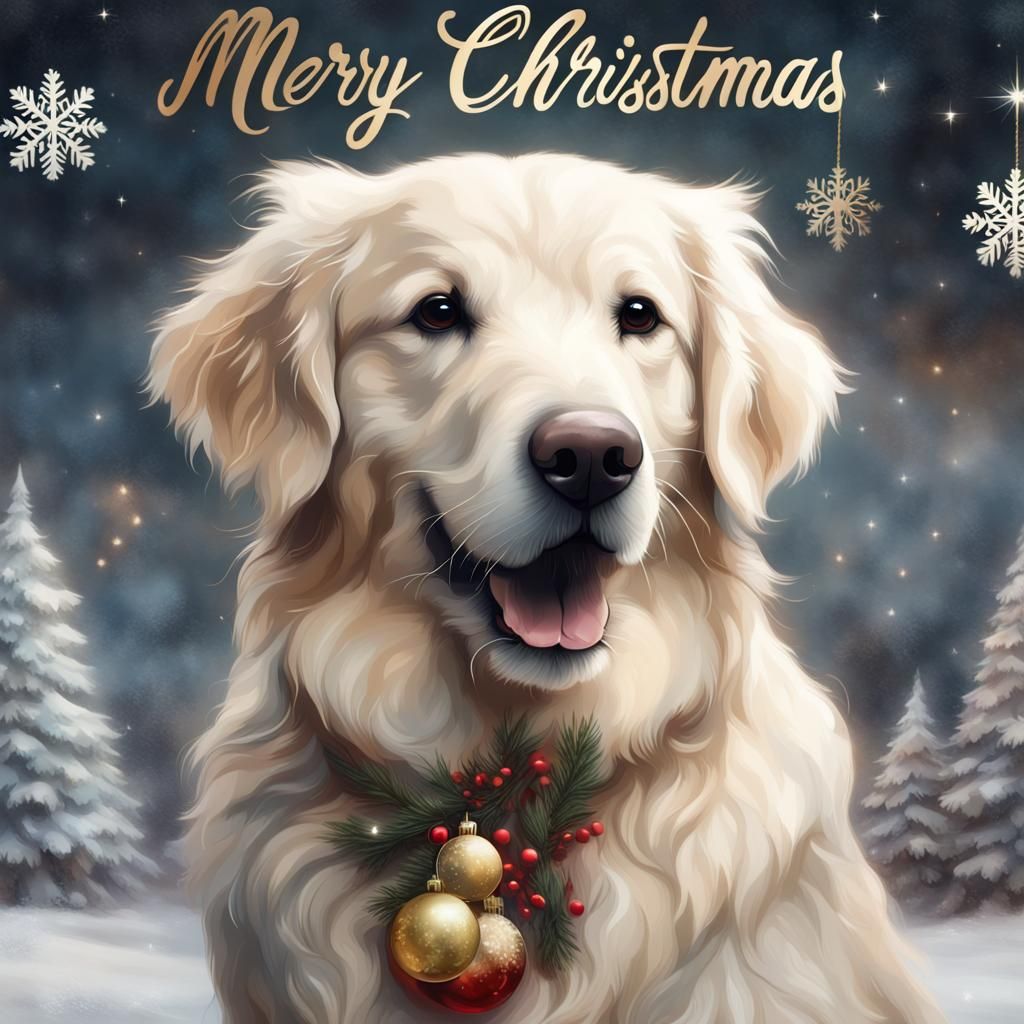 Golden Retriever Christmas Card: Merry 2024