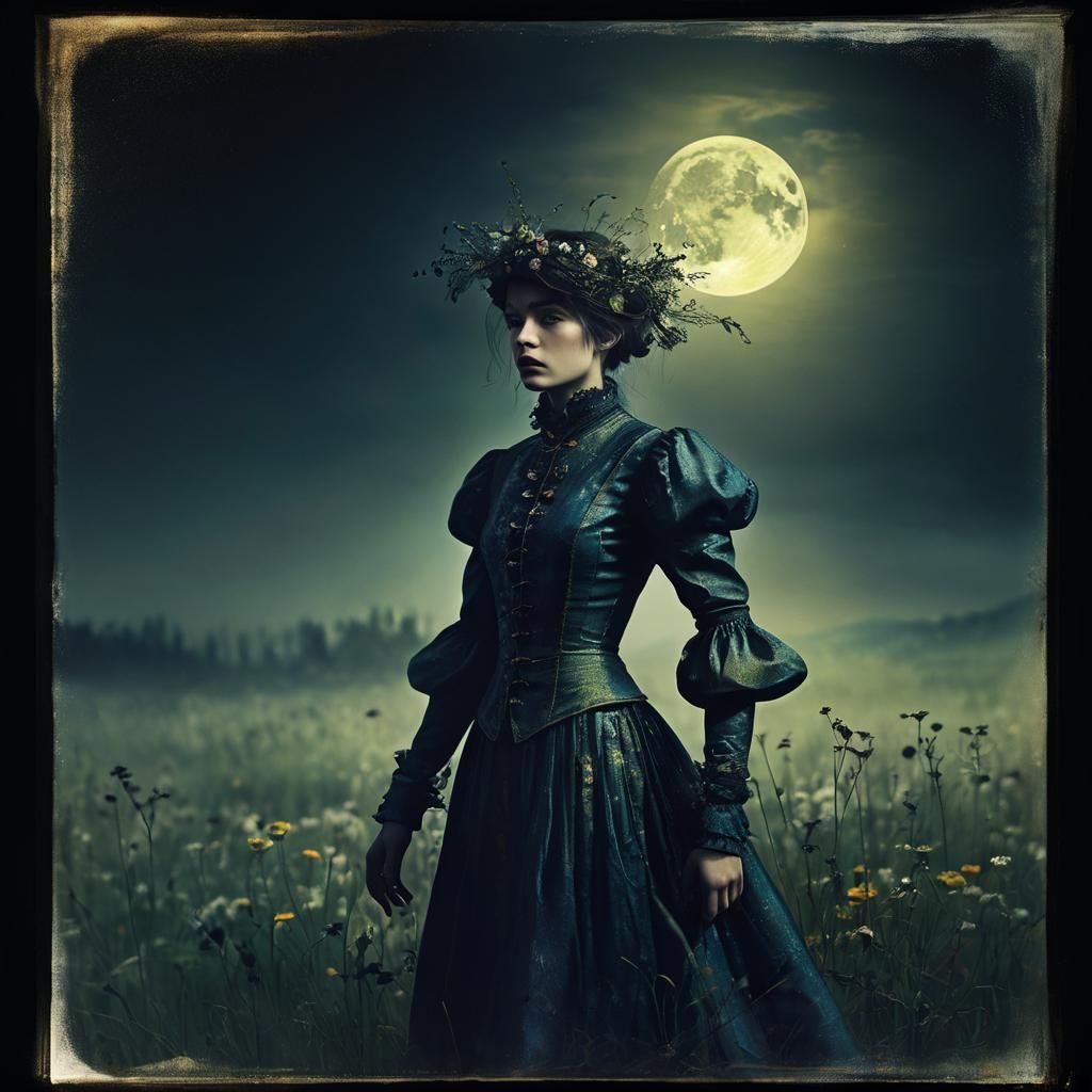 Dieselpunk Figure Under Moody Moonlight