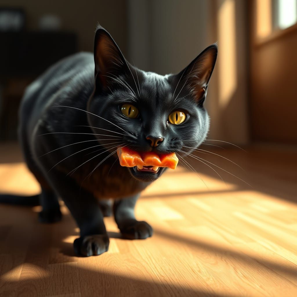 Whiskered Feline Delight with Salmon Treat