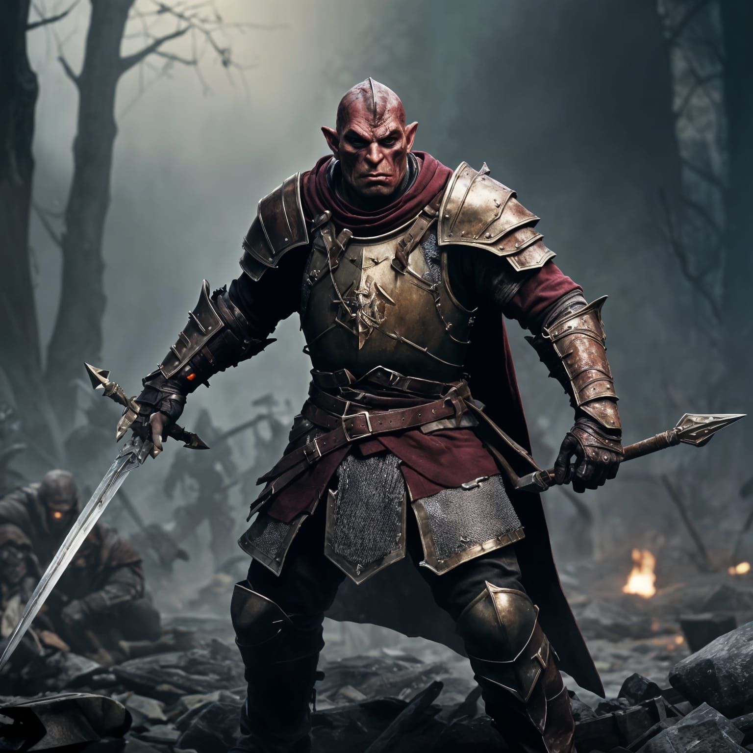 Hobgoblin Warrior on Battlefield in Fantasy Style